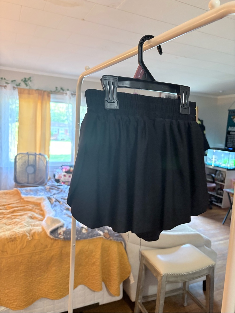 Black Elastic Waist Skort